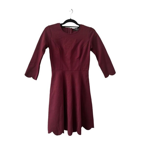 Lulus Cumulonimbus Clouds Skater Mini Dress Womens Burgundy Size Small - Picture 3 of 7